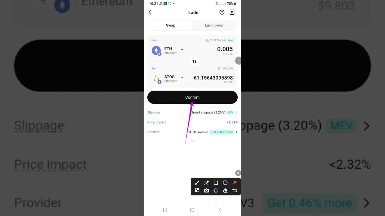 How to Trade ETH/ATOS on DEX Exchange.