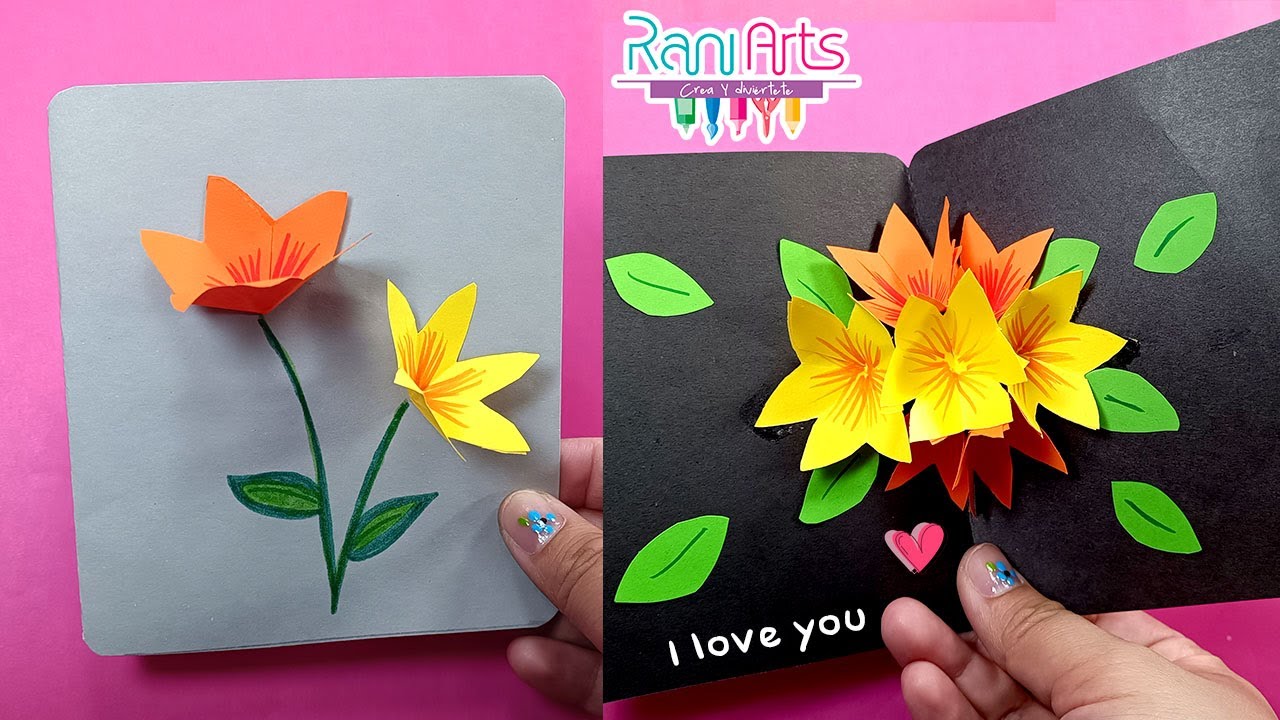 Haz tarjeta POP UP de FLORES super linda (para mamá) u otras ocasiones - EASY FLOWER POP UP card