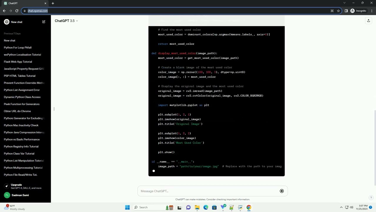 detect the most used colour in an image using python