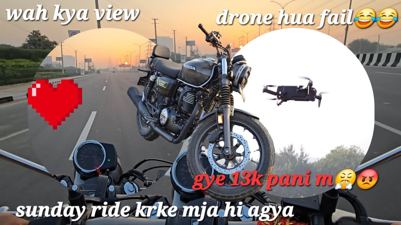 Finally Sunday ride ho hi gyi🤩 #cb350rs || Drone hua fail😱