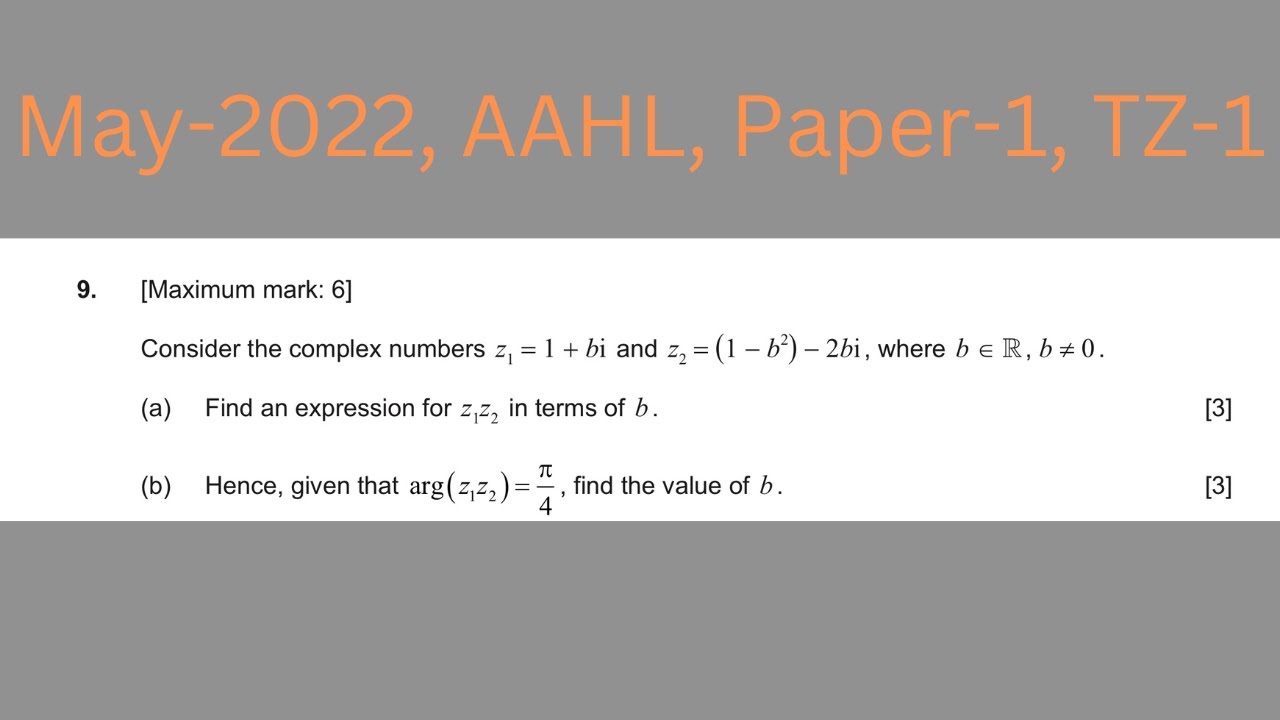 IB AA HL Question-9 (Complex Numbers), May-2022, Paper-1, TZ-1