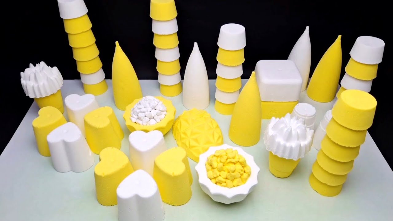 ASMR baking soda crunchy yellow, white