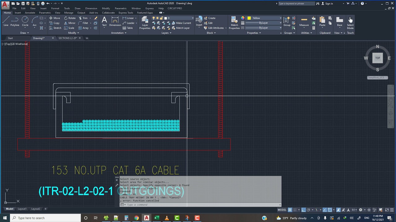 CABLE TRAY SECTIONS & FILLING RATIO (AUTOCAD LISP)