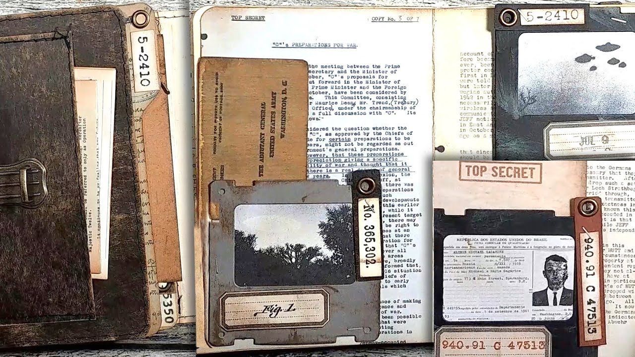 File Folder Journal with Cold War/Secret Agent/Spy Theme [Making from Start to Finish, Flip Through]