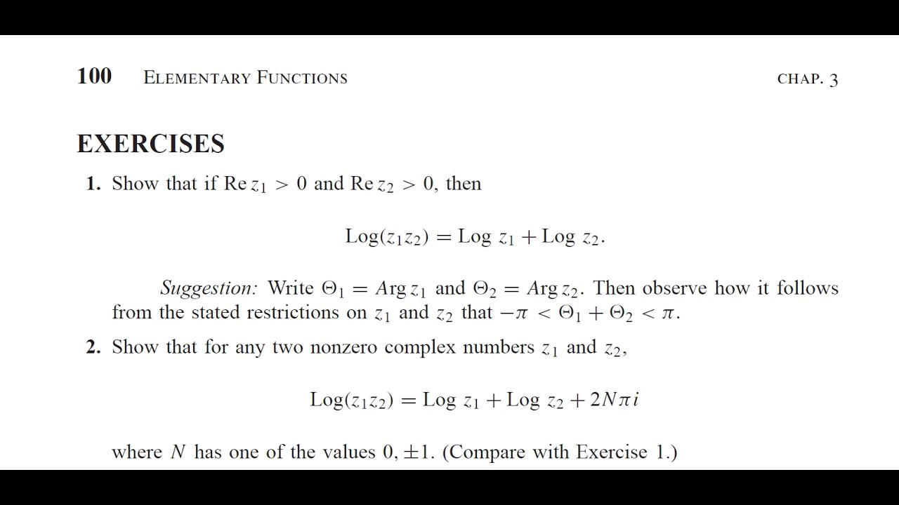 Complex Variables and Applications (8E) - Brown/Churchill. Ex 1, 2 Sec32: Logarithm-Principal Branch