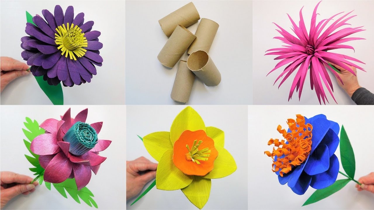 Wow These Paper Flowers are Beautiful 😍 5 Ideas How to Upcycle Toilet Paper Rolls/ Easy Handmade DIY
