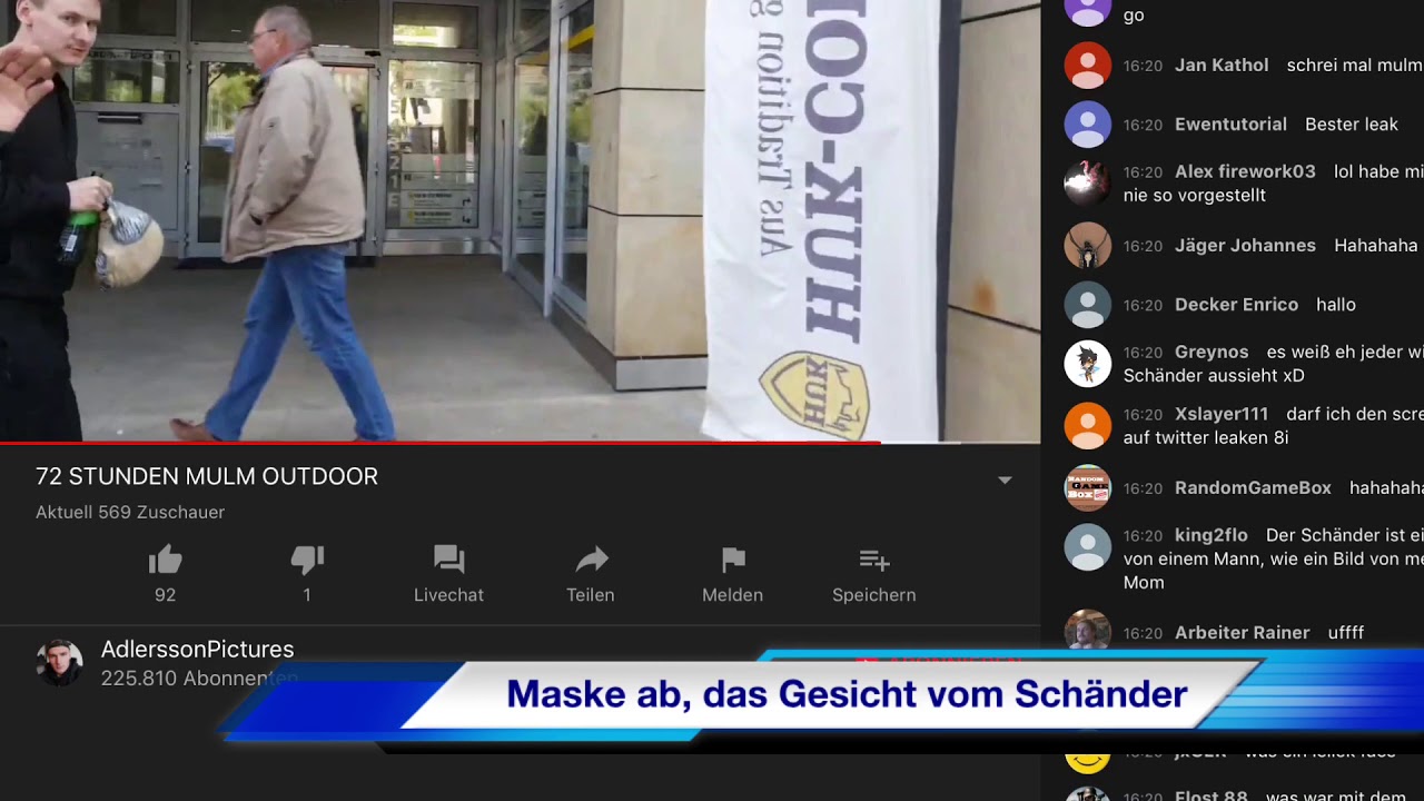 Sch&auml;nder ohne Maske video 30.04.2019 Ingognito Adlersson Stream