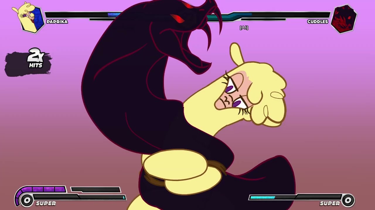 Them's Fightin Herds: Landing Paprika's Level 3 Super on Cuddles in thee mines