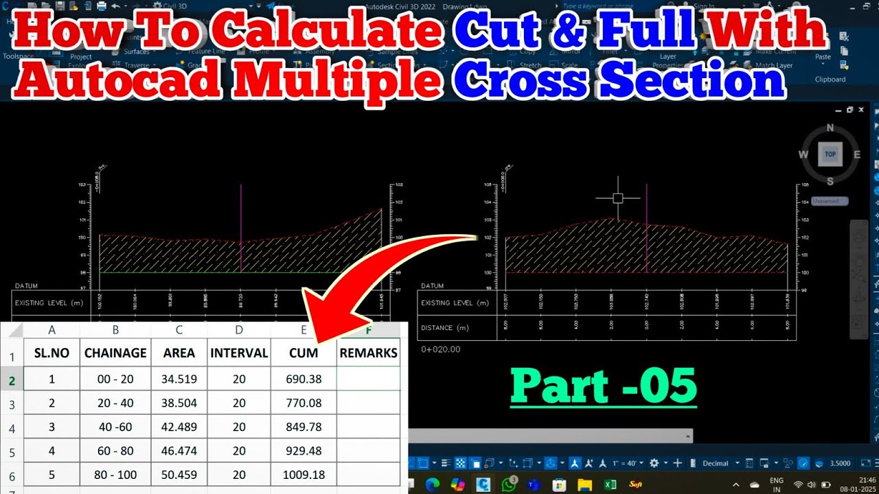 How To Calculate Volume In Autocad Multiple Cross Section || Multiple Cross Section Volume Calculate
