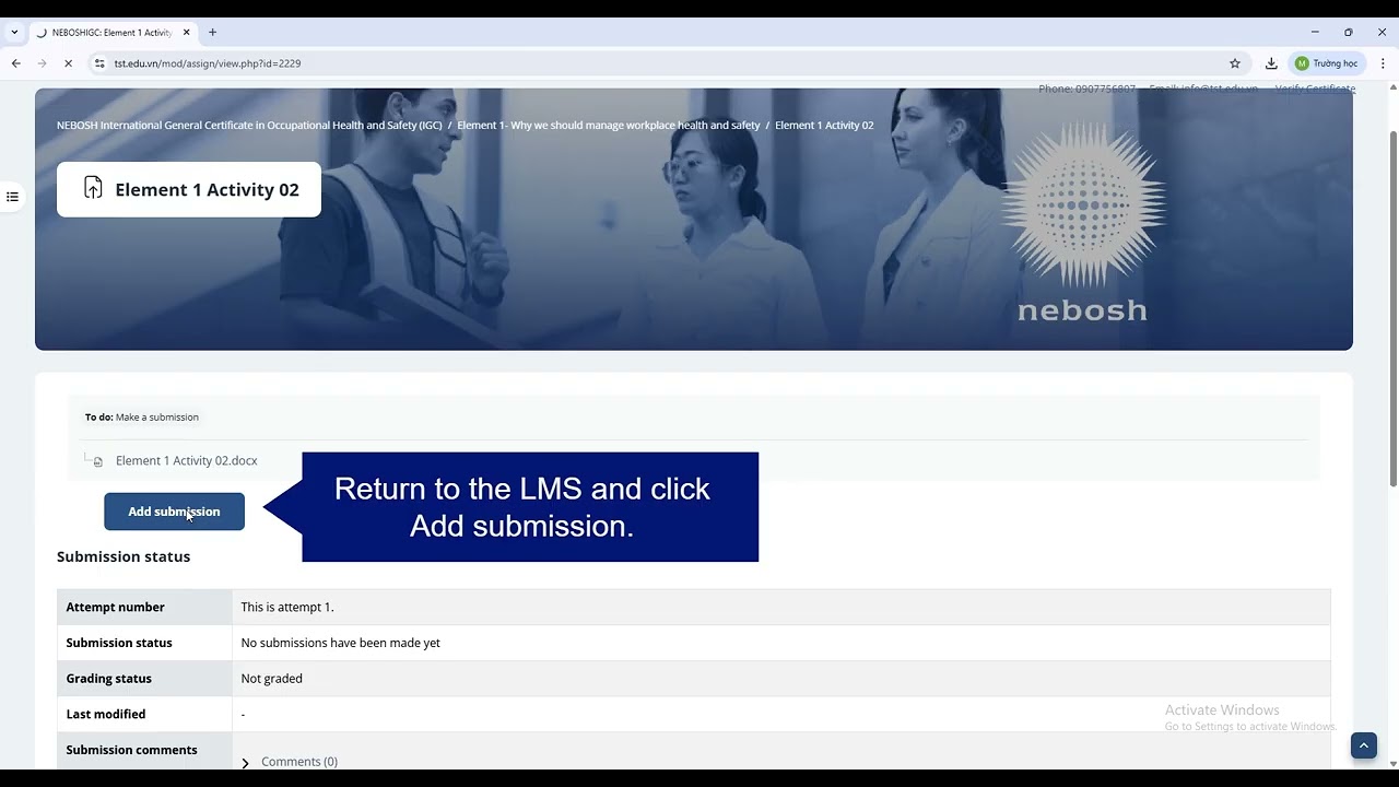 How to Complete NEBOSH GIC1 & GIC2 Activity on Learning Management System