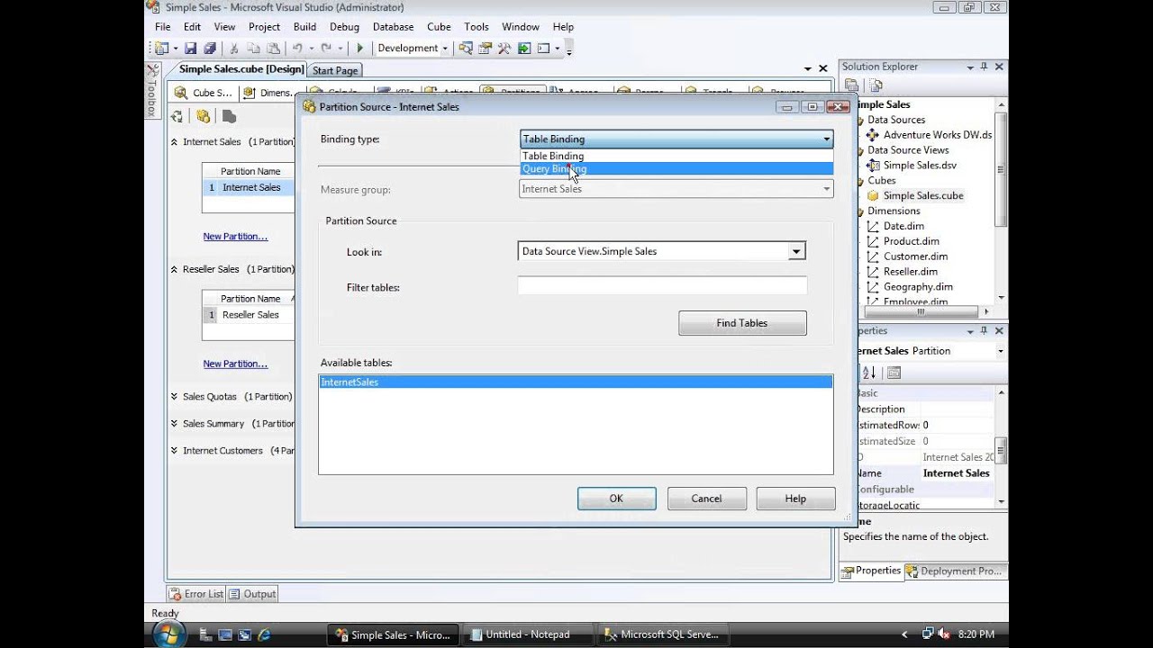 SSAS 121   Partitions