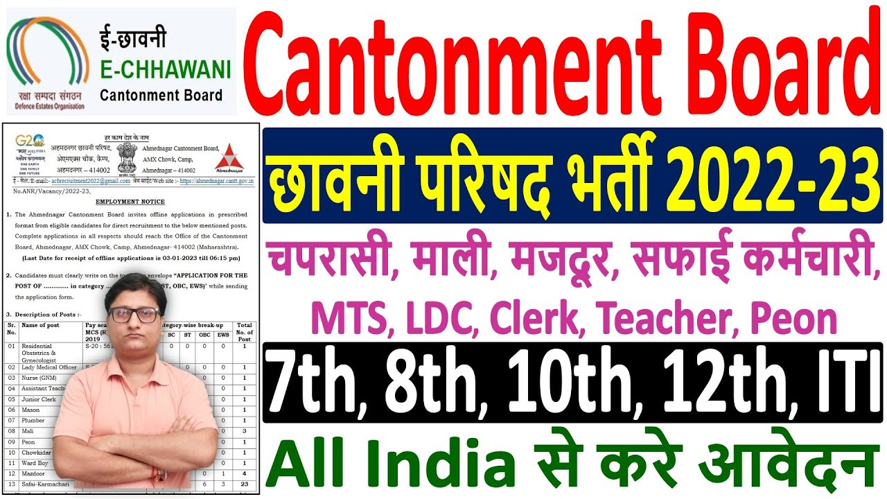 Cantonment Board Recruitment 2022-23 Bharti | Cantonment Board Online Form 2022 Vacancy Notification