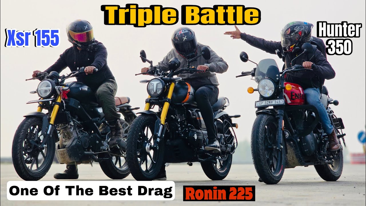Tvs Ronin 225 Vs Royal Enfield Hunter 350 Vs Yamaha Xsr 155 Drag Race | Comparison | Drag Race | Rev