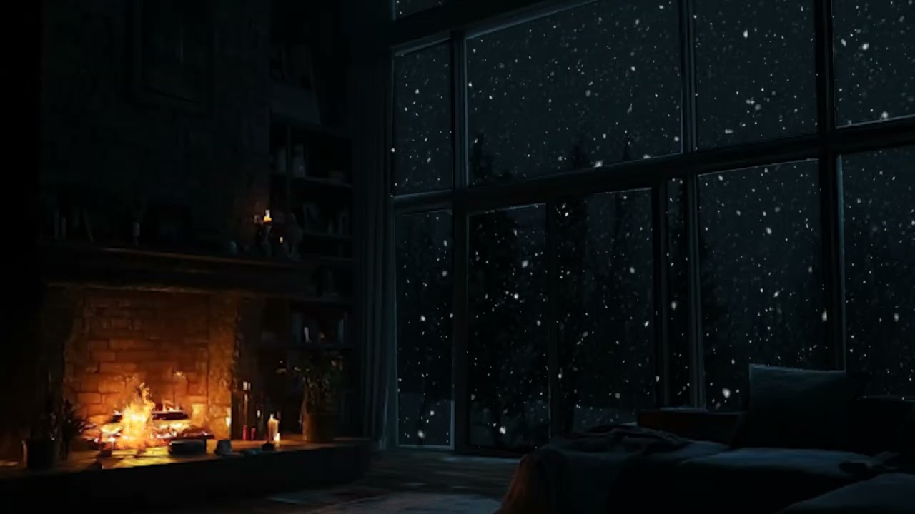Cozy Winter Serenity ❄️ Fireplace Glow & Snowy Landscape  Relax & Unwind