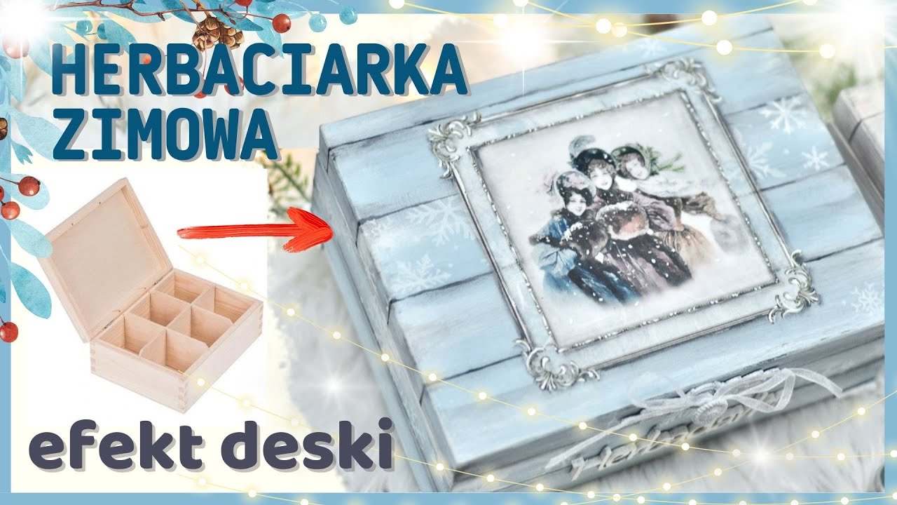 Decoupage herbaciarka zimowa z efektem drewna No. 885