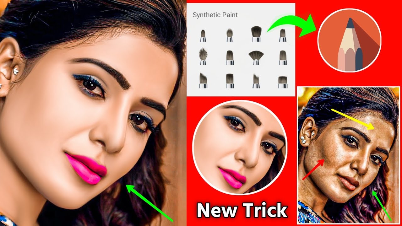 Hard Skin Smooth Photo Editing New Secret Trick | Face Gora Kaise Kare New Trick Sketchbook Editing