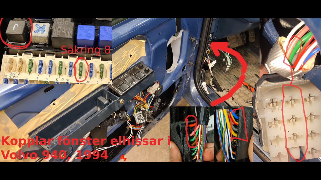 Kopplar el till fönsterhissar i Volvo 940 1994