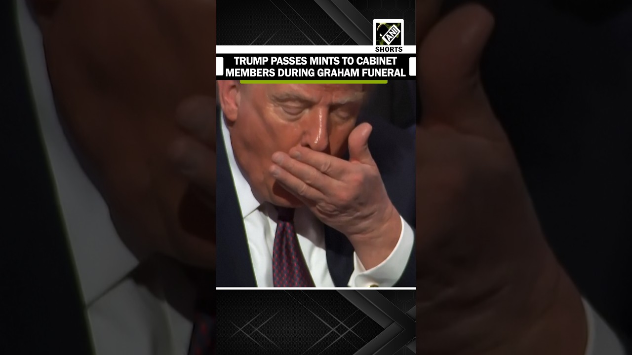 Trump shares mints with Cabinet members during Lindsey Graham's funeral service