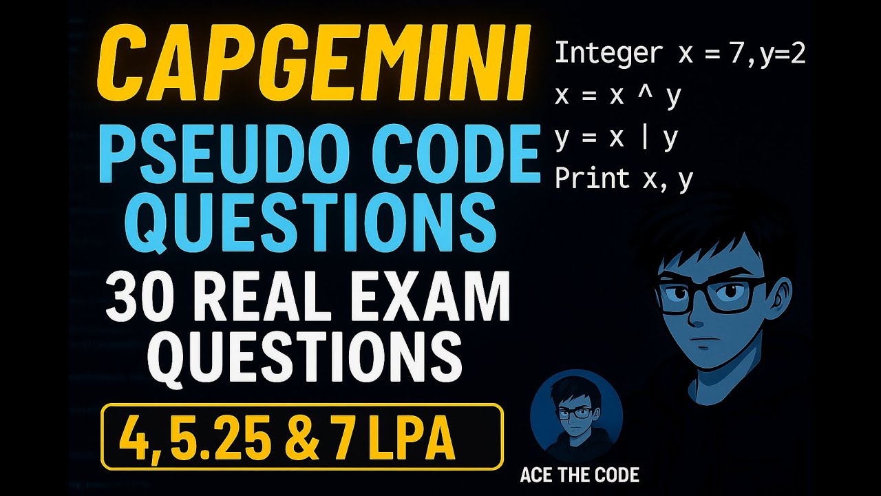 Capgemini 2025 | 30 Pseudo Code Questions Solved part3 | Real Exam | 4, 5.25 & 7 LPA | Ace The Code