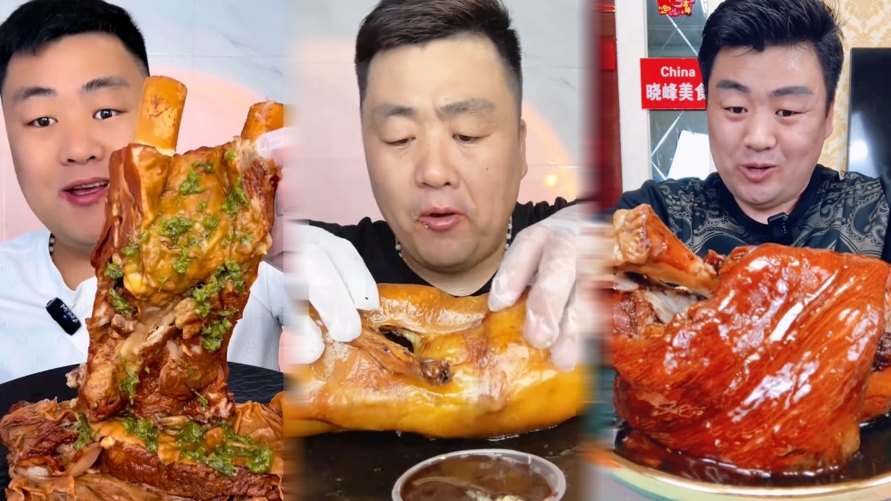 Brother Xiaofeng's Immersive Mukbang: Spicy Lamb Ribs,Crispy Roast Duck,Whole Pork Knuckle#mukbang