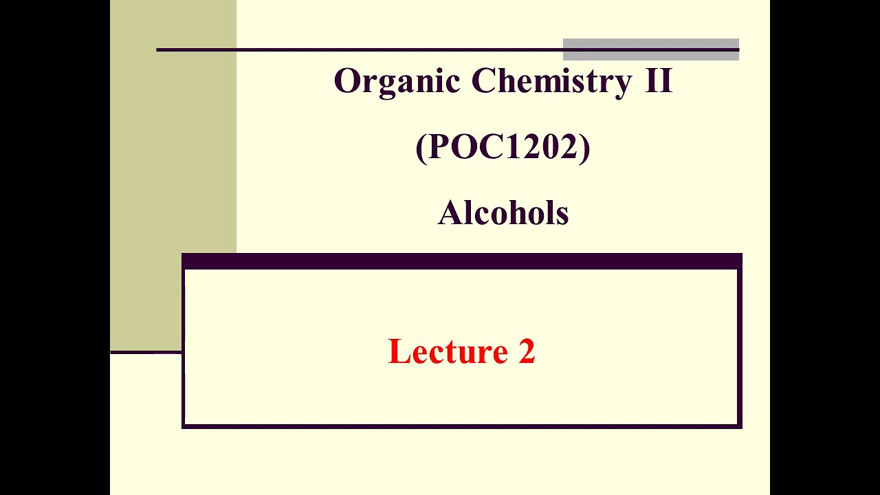 كيمياء عضويه _ اولي صيدله _ المحاضره الثانيه( alcohols ) / organic 2 , lec 2