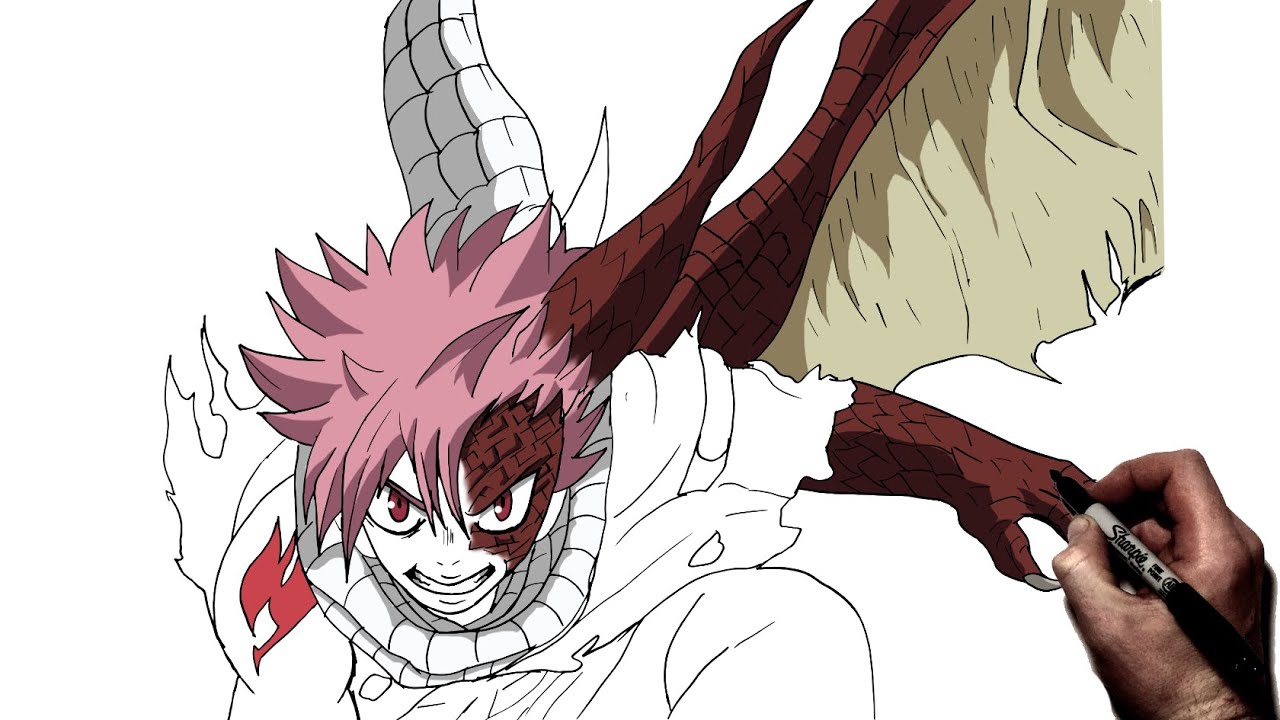 How To Draw Natsu (Dragon Form) | Step By Step | Fairy Tail
