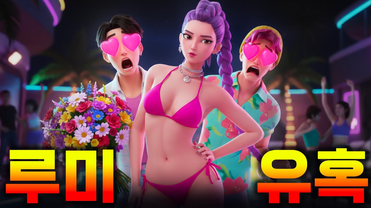 케이팝 데몬 헌터스 루미의 수영복이 위험해!! 친구 VS 파티 어떻게 해야 할까? #kpopdemonhunters  #케이팝데몬헌터스 #케데헌 #스토리 #수영장 #비키니 #사건