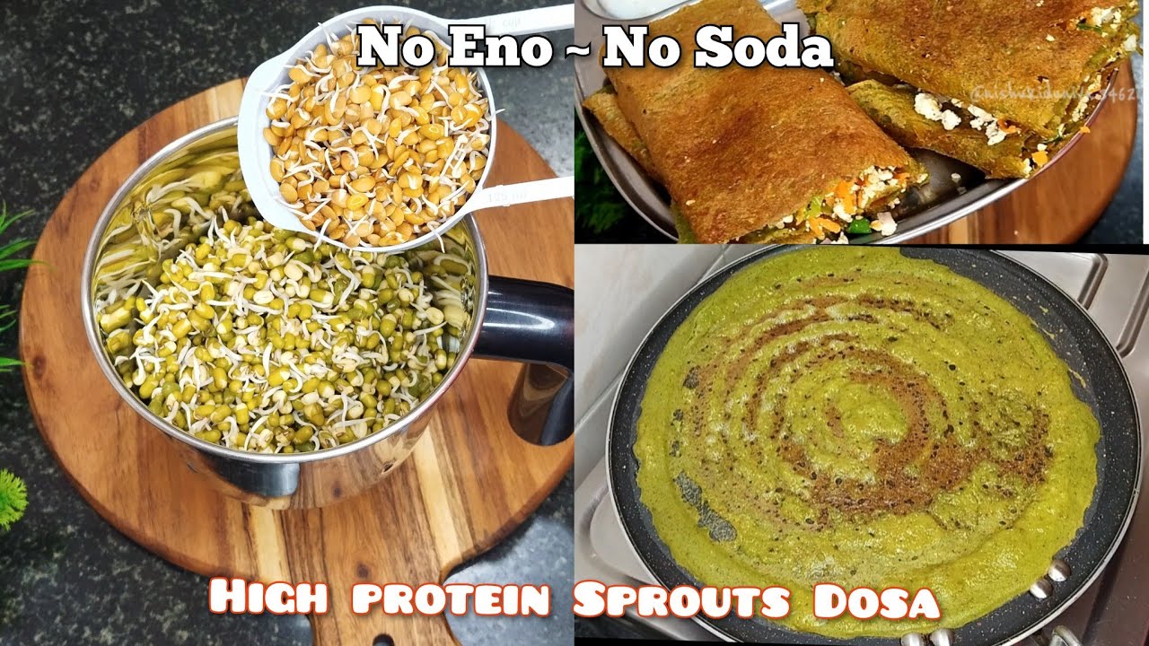 Protein & Nutrient Rich Sprouts Dosa - Healthy Breakfast - weight loss - Sprouted Moong & Kulthi