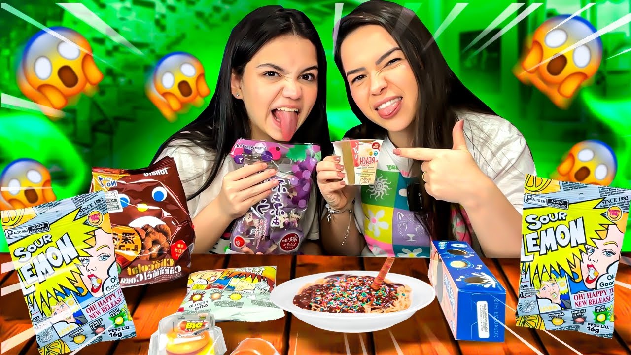 😵😝 PROVAMOS MACARRÃO DOCE e a BALA MAIS AZEDA do UNIVERSO