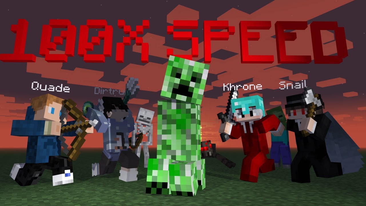4 IDIOTS VS. 100X SPEED MINECRAFT