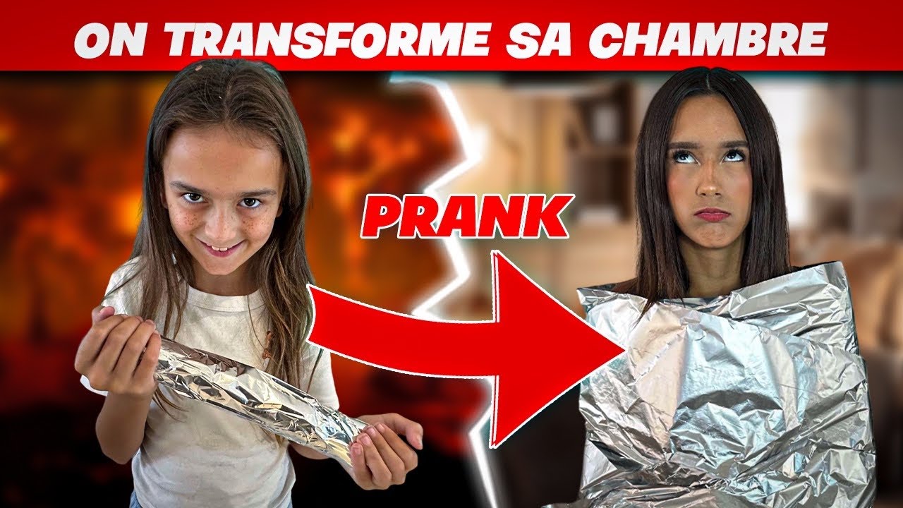 PRANK : sa CHAMBRE  recouverte de 1000 mètres de papier d’alu !!  (elle est encore choquée...)