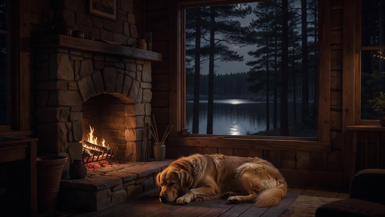 4K 4Hours Cozy Fireplace Crackling with Gentle Owl Sounds🔥Relaxing Ambience for Sleep&Stress Relief