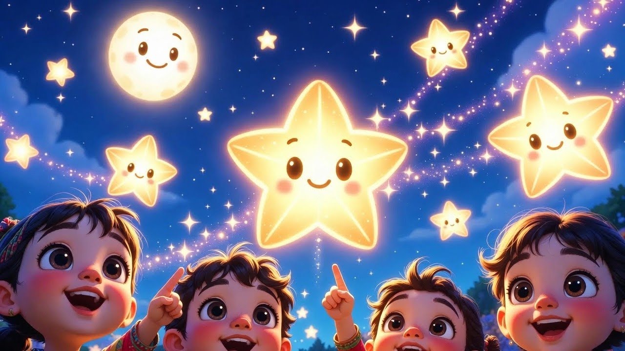 Twinkle Stars with Kids 🌟 | Tim Tim Tare Hindi Rhyme #cartoon #nurseryrhymes #learning #kids #cute 