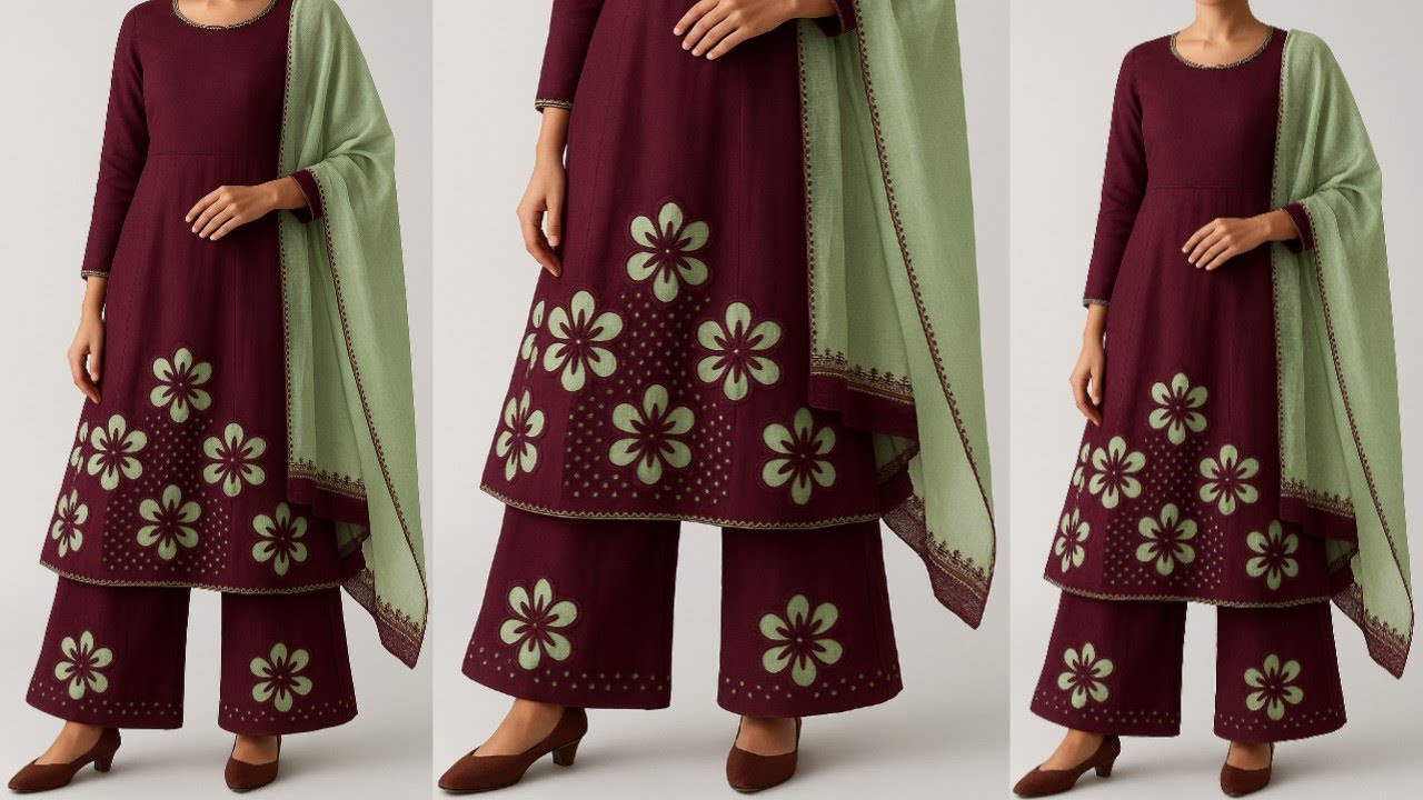 Simple Sewing Machine Cutwork Embroidery Design✨New Trouser design 2025🔥Cutwork Kurti Trouser design
