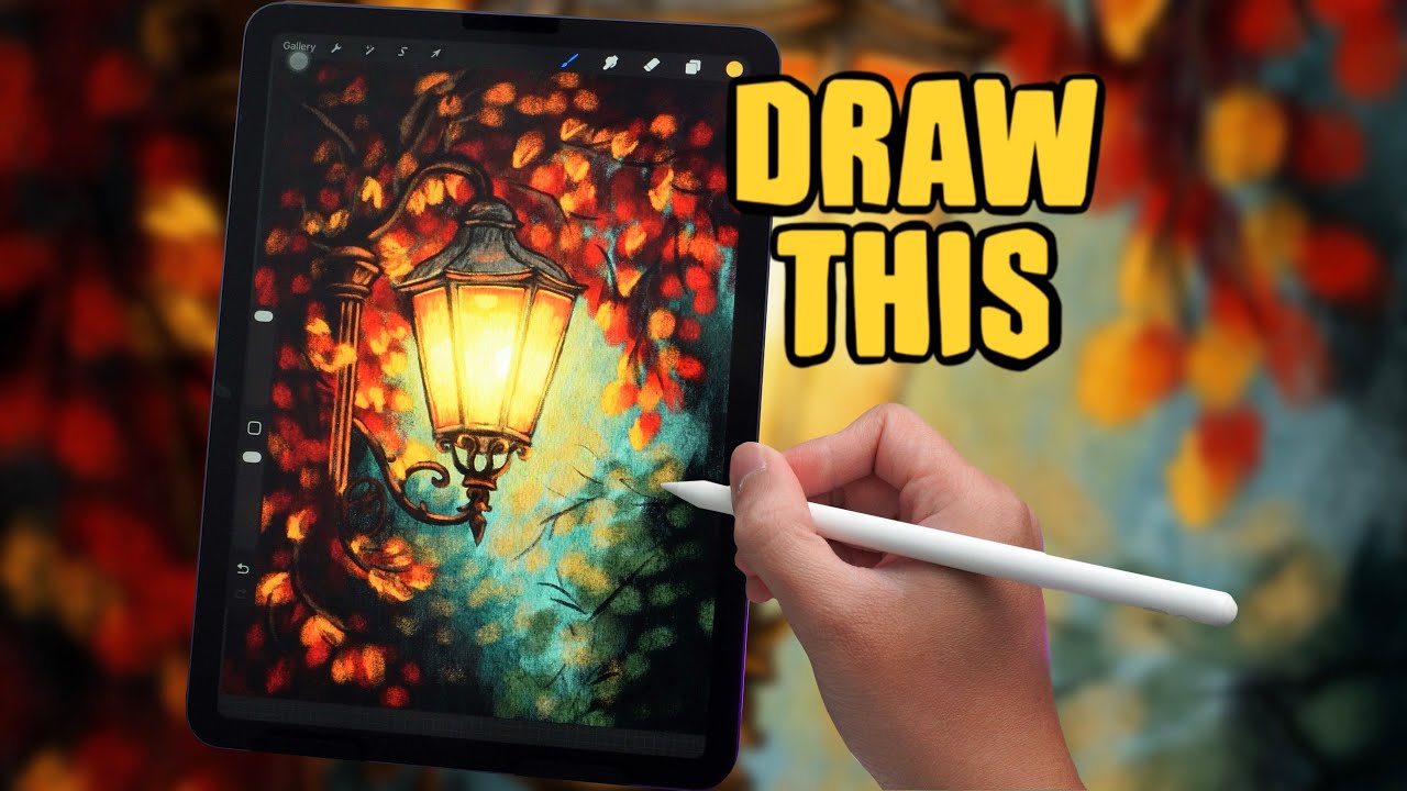 PROCREATE 5.4 Landscape Drawing Tutorial - Street Lights