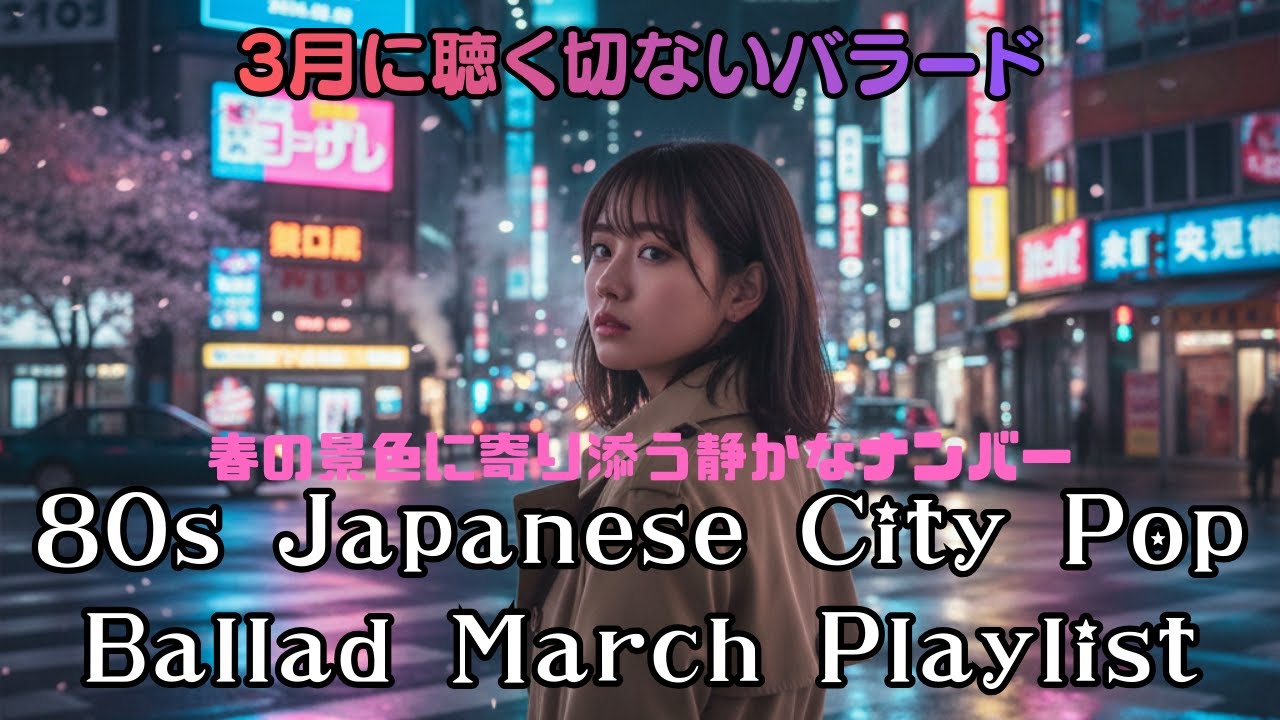【3月に聴く切ないバラード】80s Japanese City Pop Ballad March Playlist｜3月のネオンと君