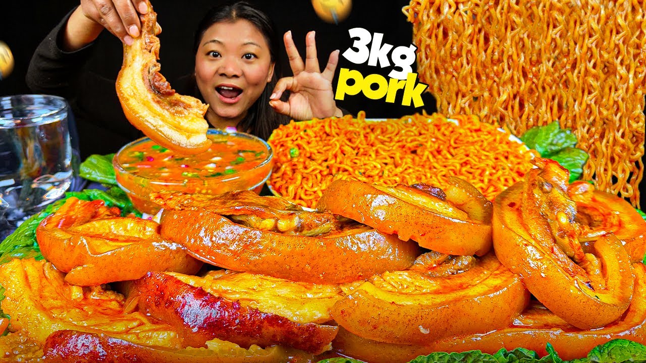 3KG Pork Adobo Challenge with Spicy Noodles | Mukbang ASMR | Nepali Mukbang | Pork Mukbang