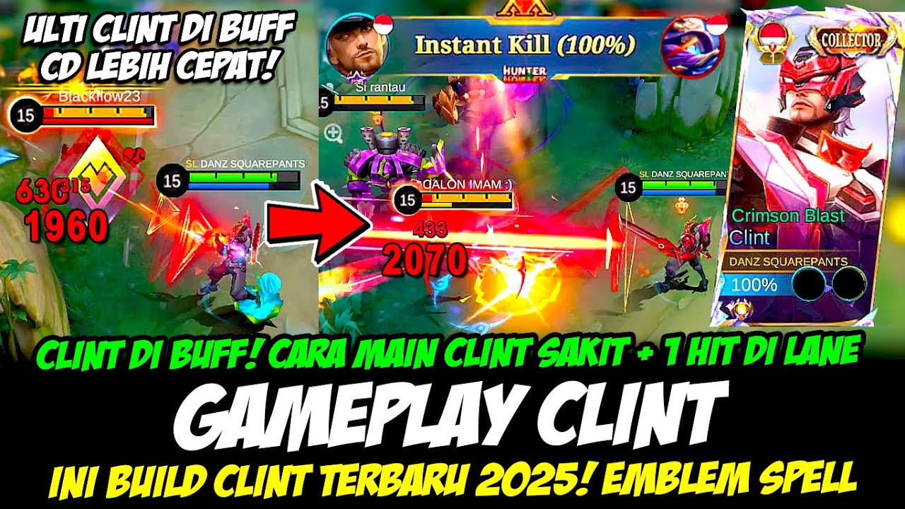 CARA MAIN CLINT BUFF❗TIPS MAIN CLINT SAKIT + 1 HIT❗BUILD CLINT TERBARU❗GAMEPLAY CLINT TOP GLOBAL