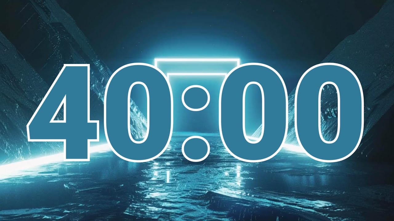 40 Minute Countdown Timer Big Numbers | Retro EDM Synth Background for Productivity