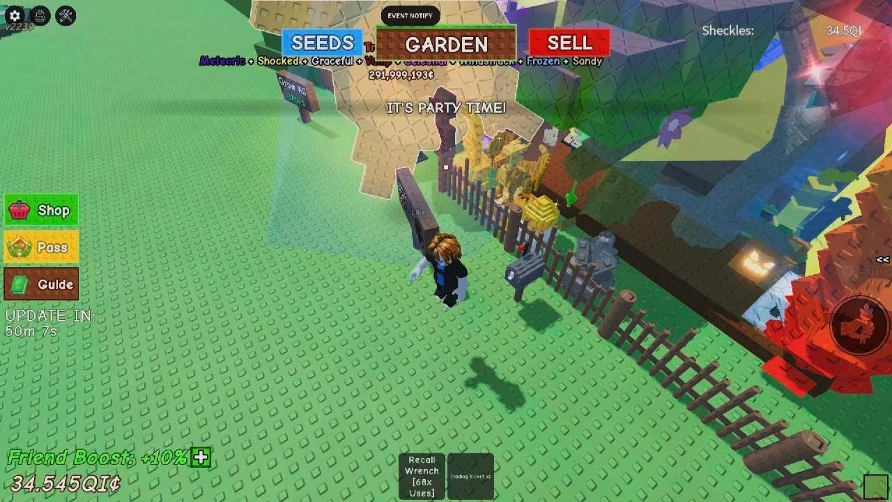 Playing grow a garden