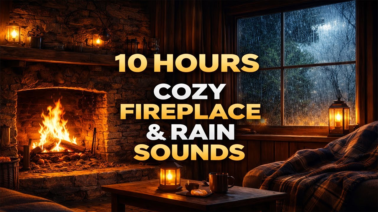 10 Hours Fire & Rain Sounds – Sleep, Relax, Study