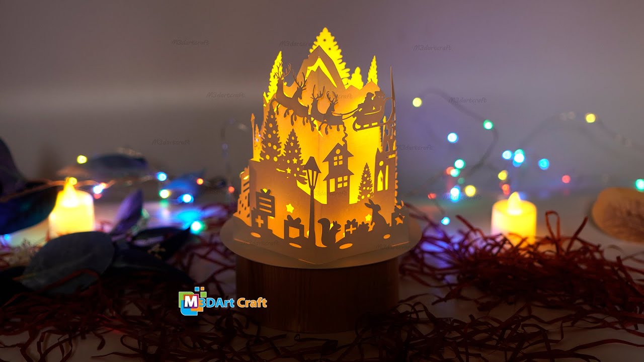 How to make merry christmas lantern - DIY Christmas Paper Cut Lamp | SVG for Cricut Projects