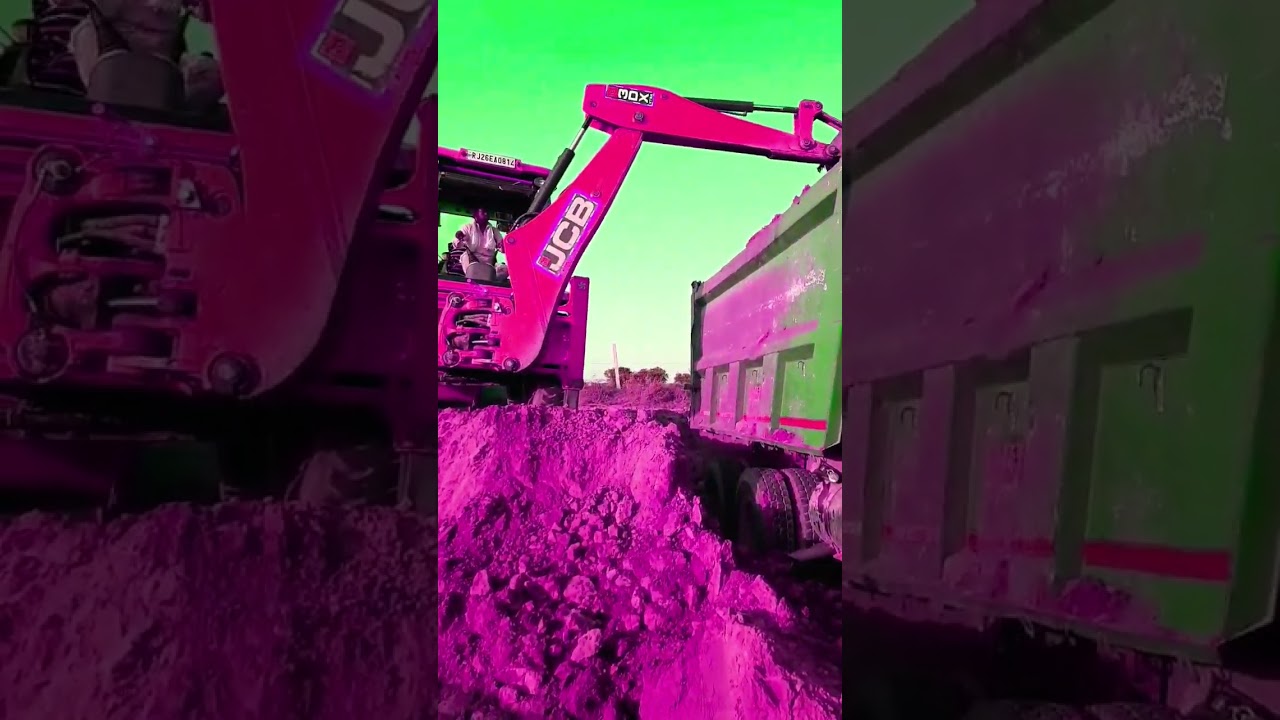 pink jcb 3dx backhoe eco  machine 