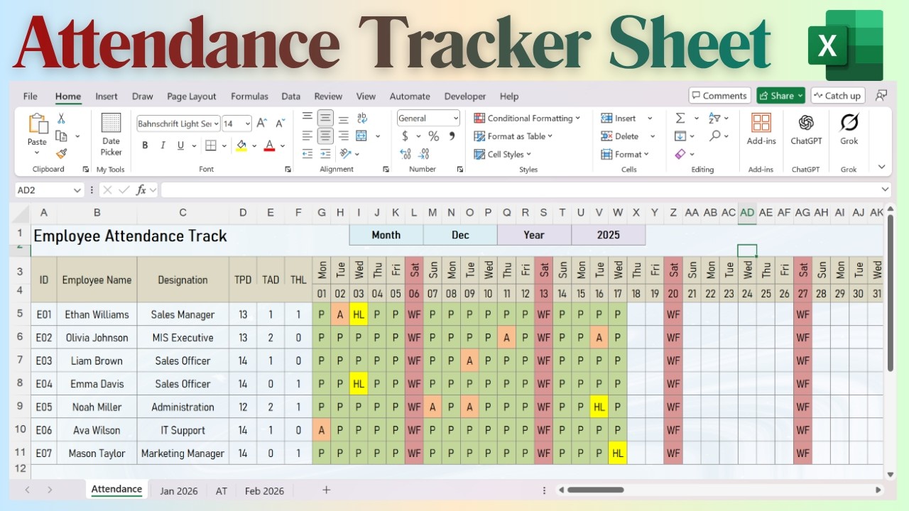 How to Make Employee Attendance Tracker Sheet in Excel