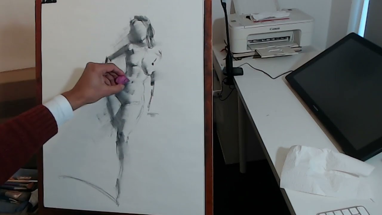 Charcoal figure sketch - the female figure