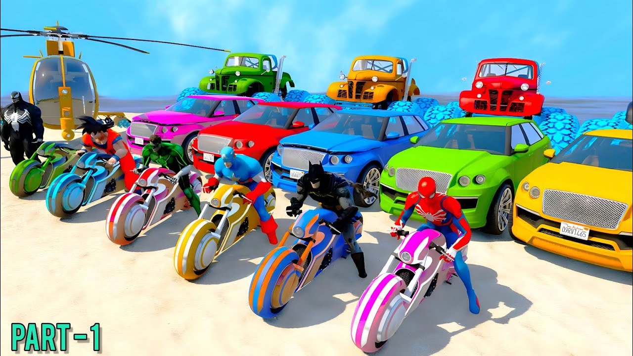 Spiderman New Stunt Map Challenge GTA V Mega Ramp Plane_Cars_Motorcycle- GTA 5 Mods