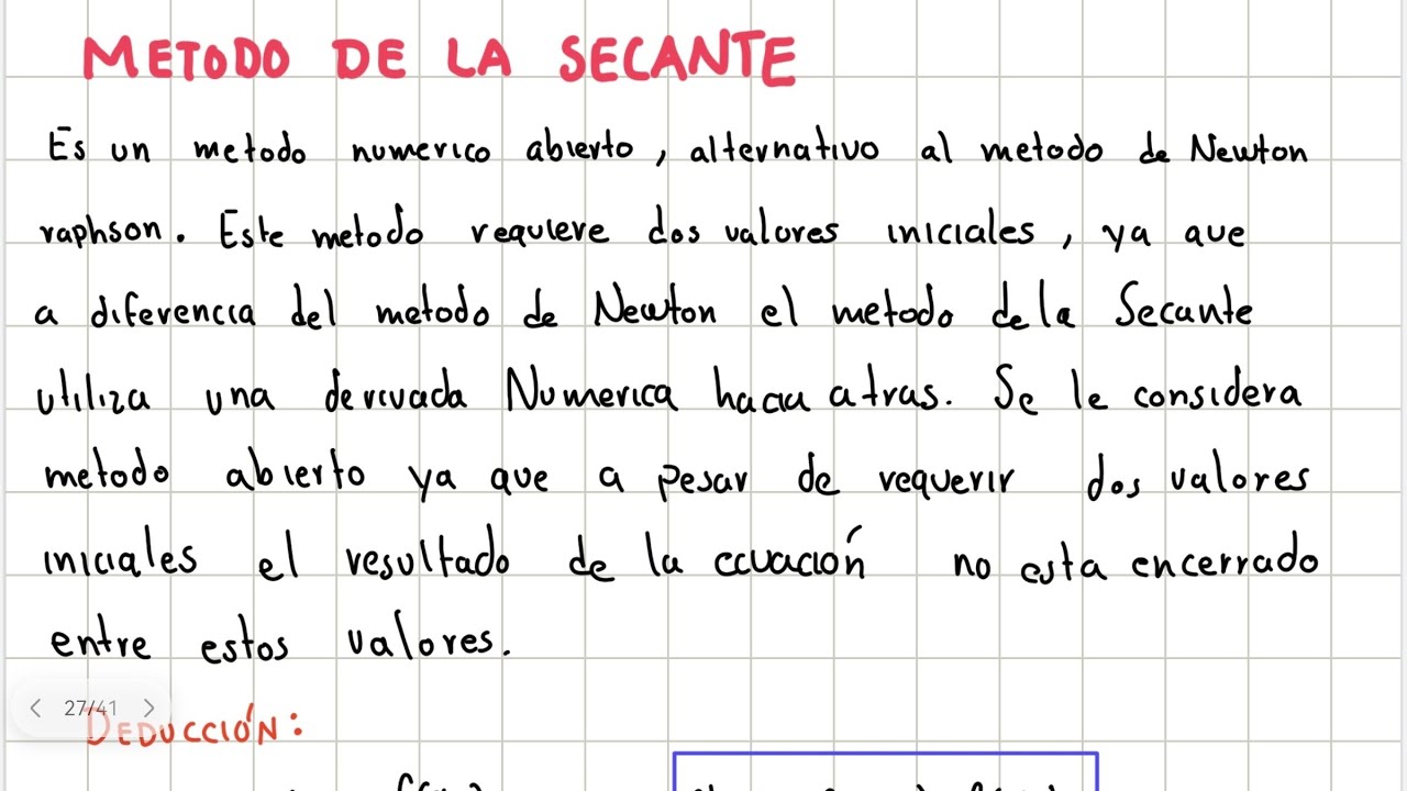 Deducción del metodo de la secante