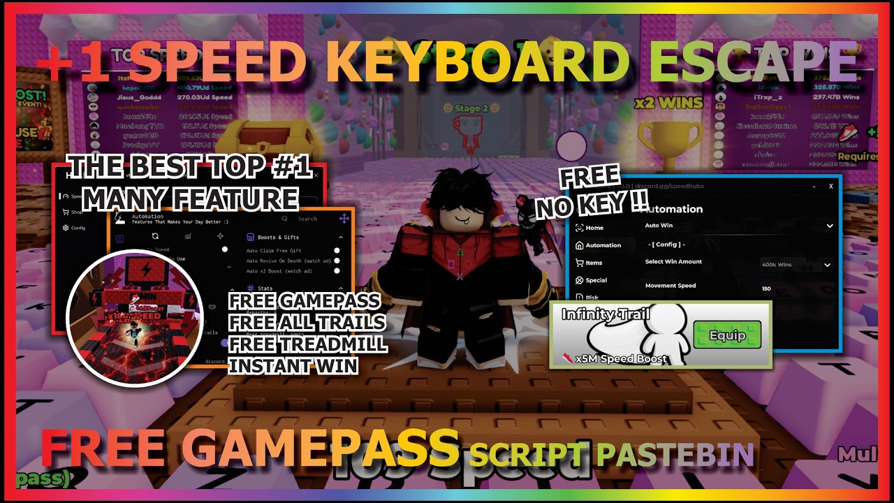 +1 SPEED KEYBOARD ESCAPE Script Pastebin 2026 AUTO FARM, AUTO WIN & SPEED, FREE GAMEPASS (NO KEY) 🏆⚡