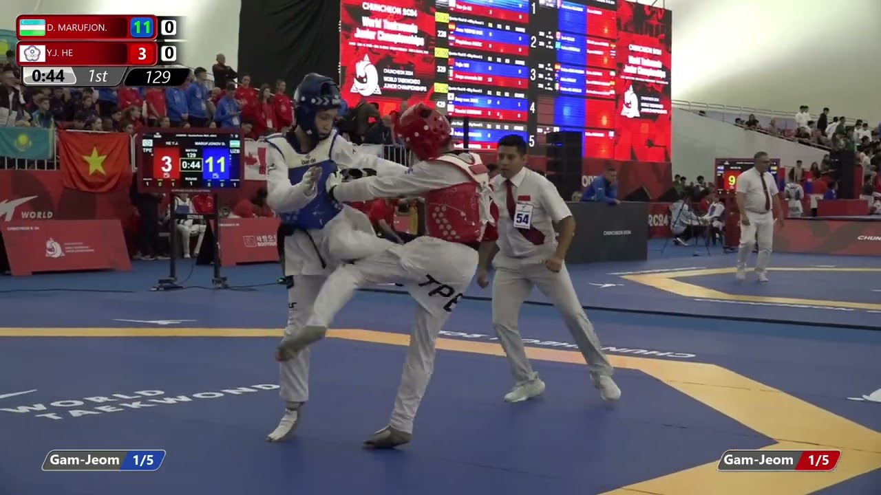 129 Quarterfinals Men  45kg UZB D  MARUFJON  TPE Y J  HE