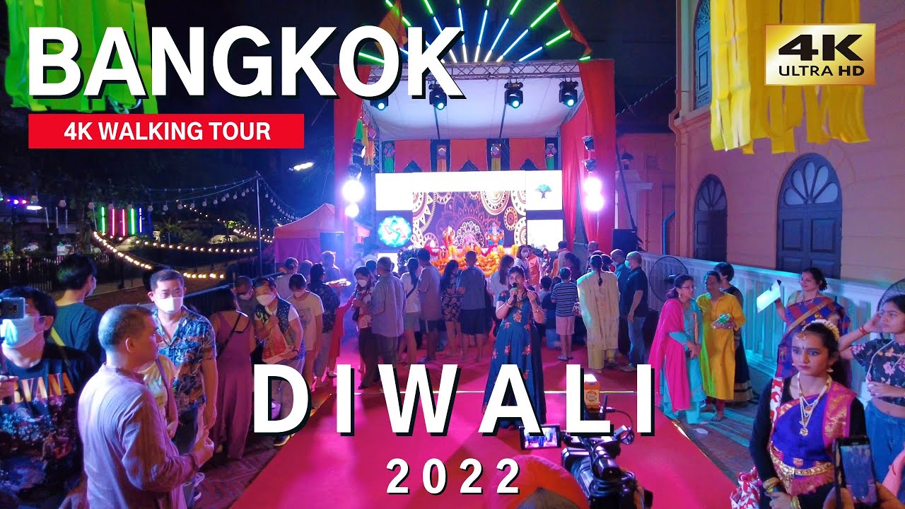 [4K] Deepavali Festival 2022 at Walking Street in Bangkok, Thailand